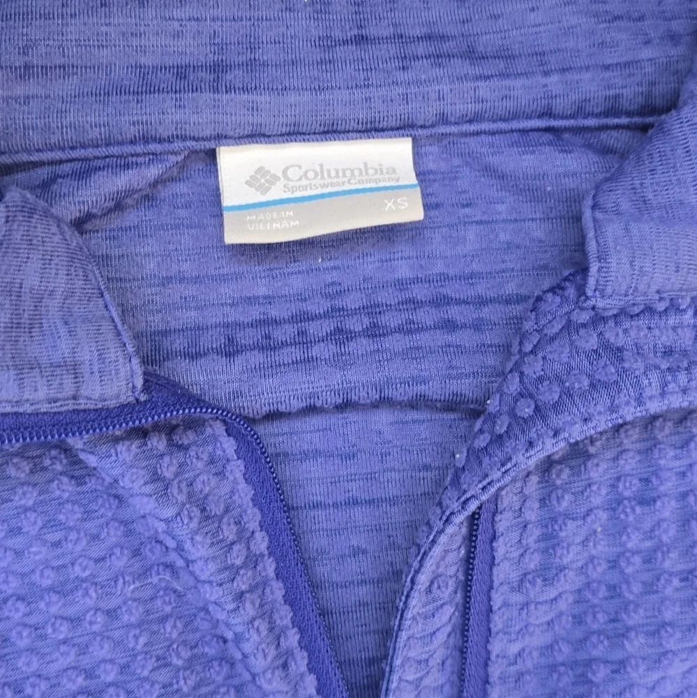 🌈Columbia Woman's 1/2 Zip Neck Waffle Knit Pullover Sweater Purple Blue Size XS - Picture 3 of 8